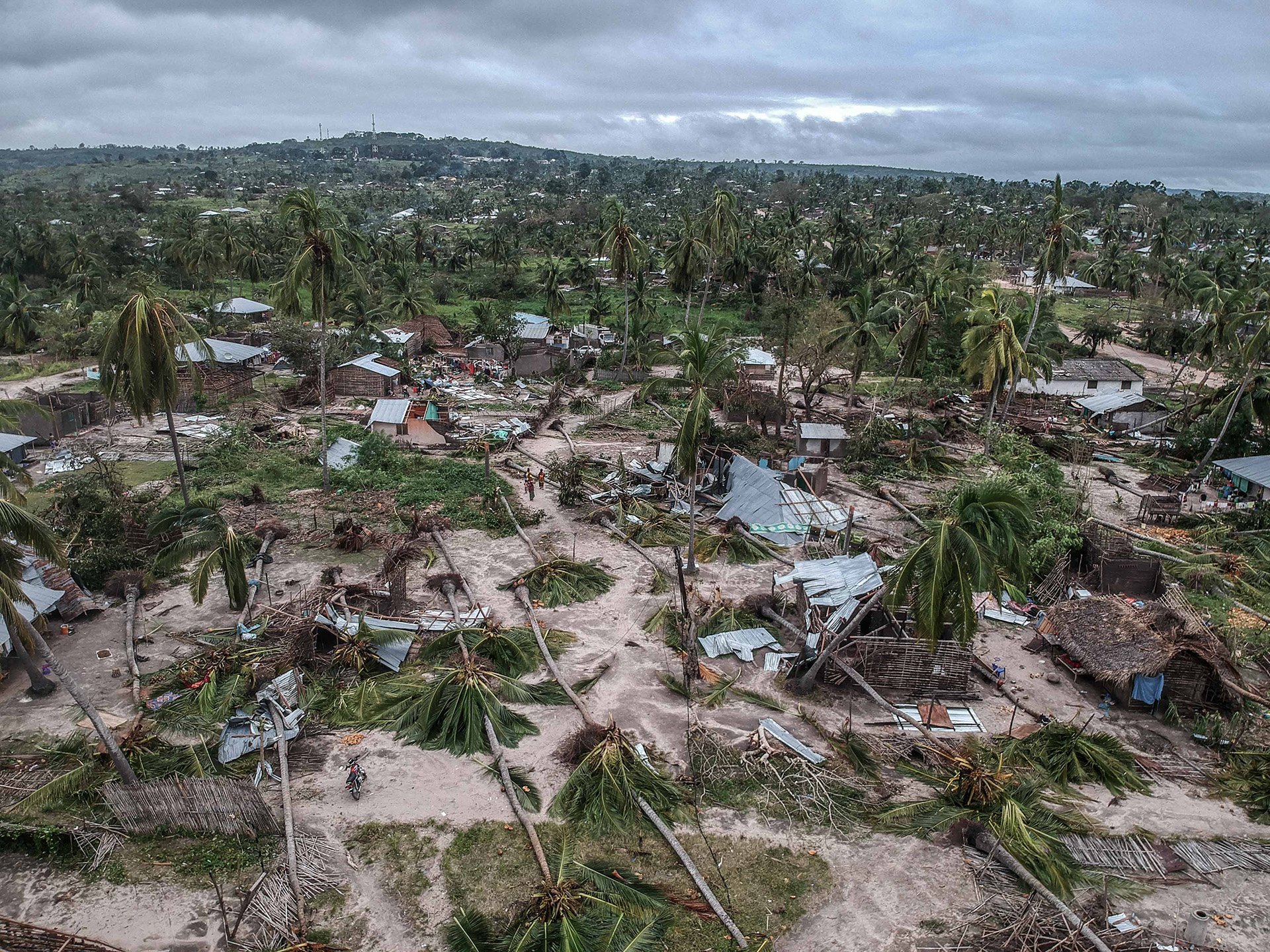 Aerial scene of water damage