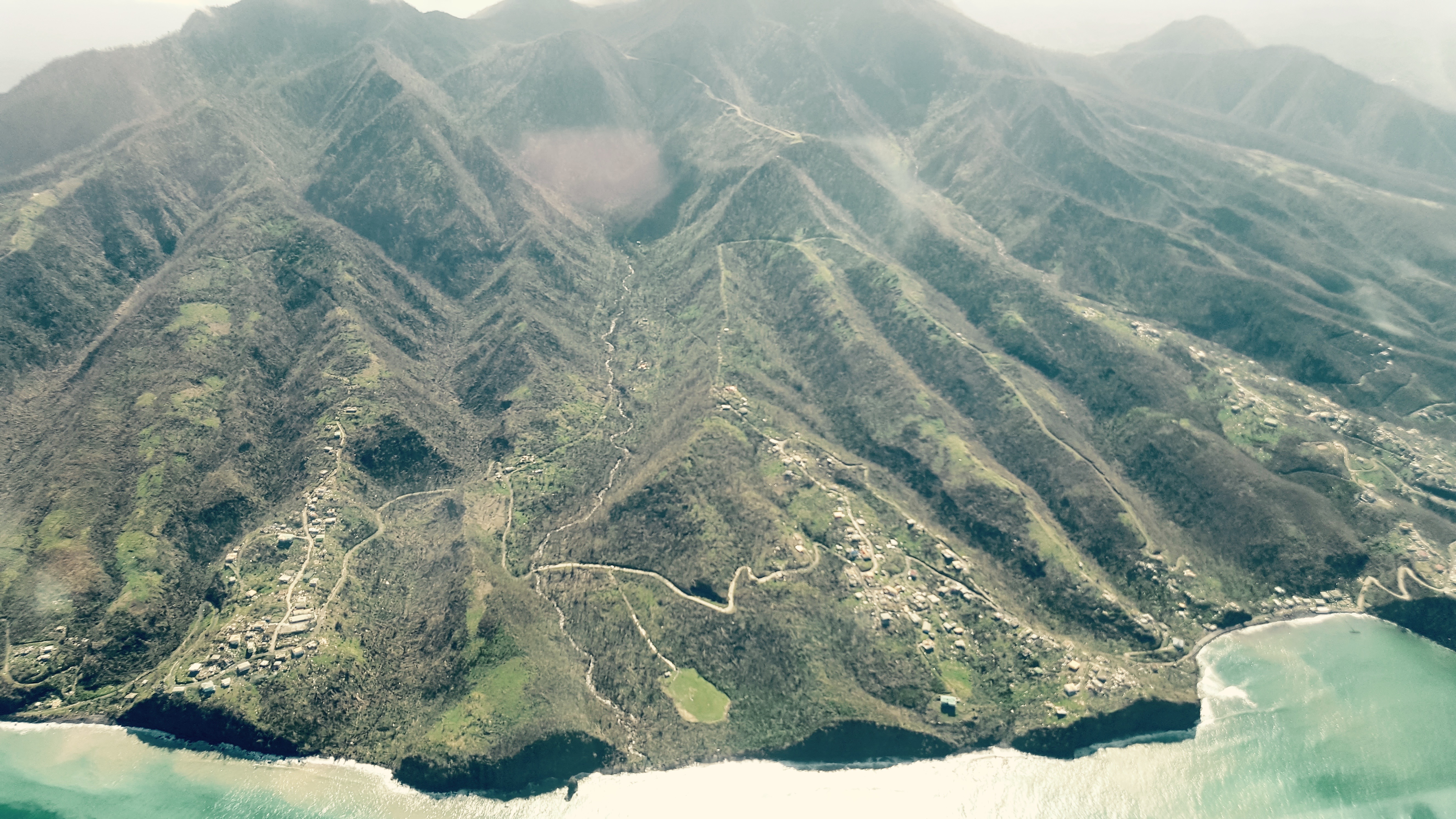 Dominica view from above after Hurricane Irma, Jose, Maria.