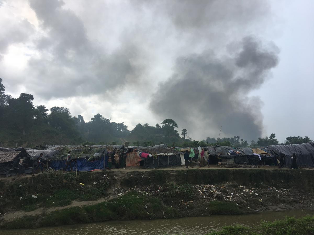 Smoke rises from village in Myanmar