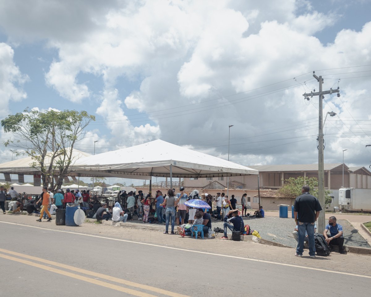 Most of the almost 400,000 Venezuelans to have sought refuge in Brazil since 2015 arrive in the remote northern state of Roraima. Here, in the Brazilian border city of Pacaraima, new arrivals wait in line to begin the registration process.