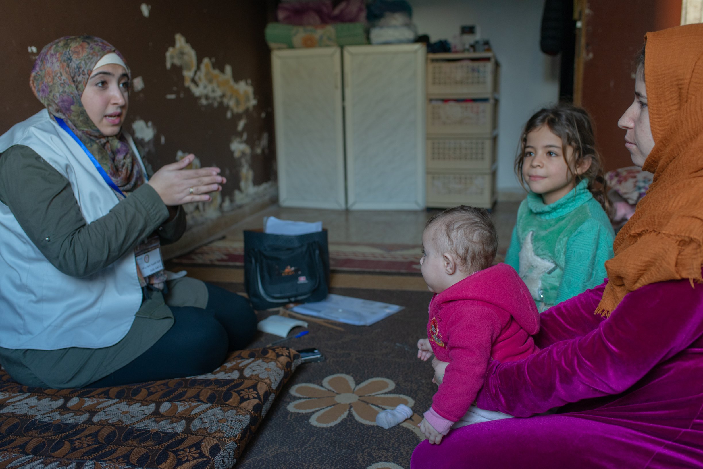 As part of a new programme run by the Lebanese Order of Midwives and UNICEF, midwives like Barakat follow women throughout their pregnancy, and check in on mothers and babies postpartum. 