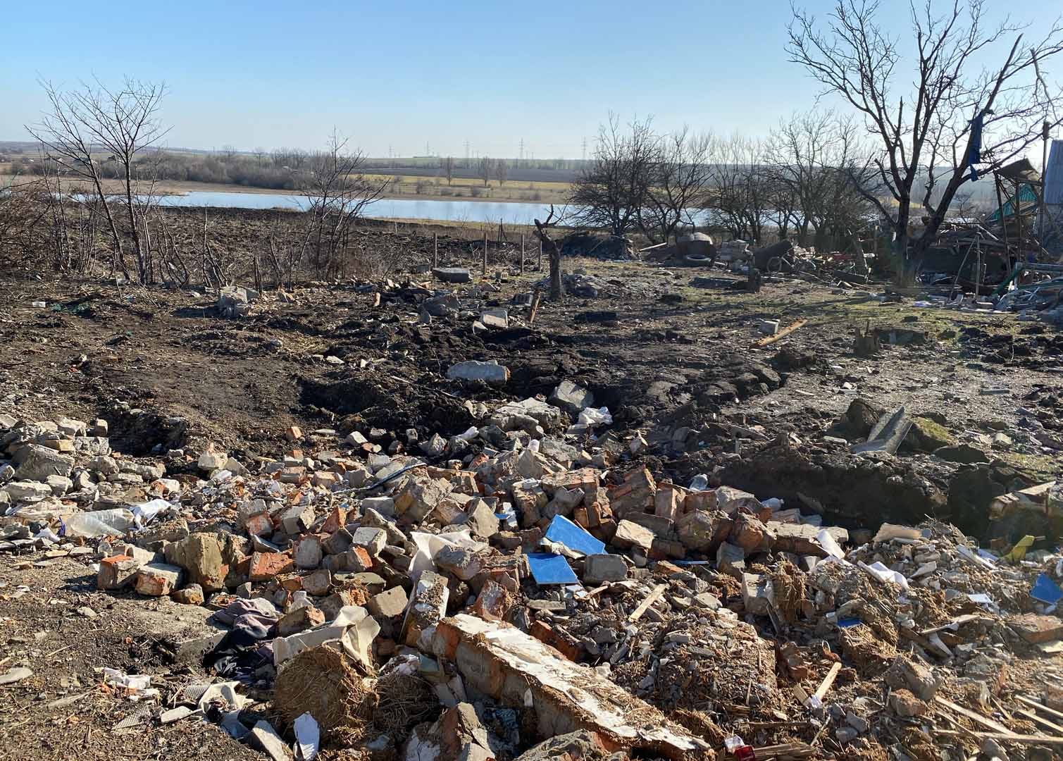 The site of a destroyed house in January 2023 in the village of Kupriianivka close to the southeastern city of Zaporizhzhia in Ukraine.