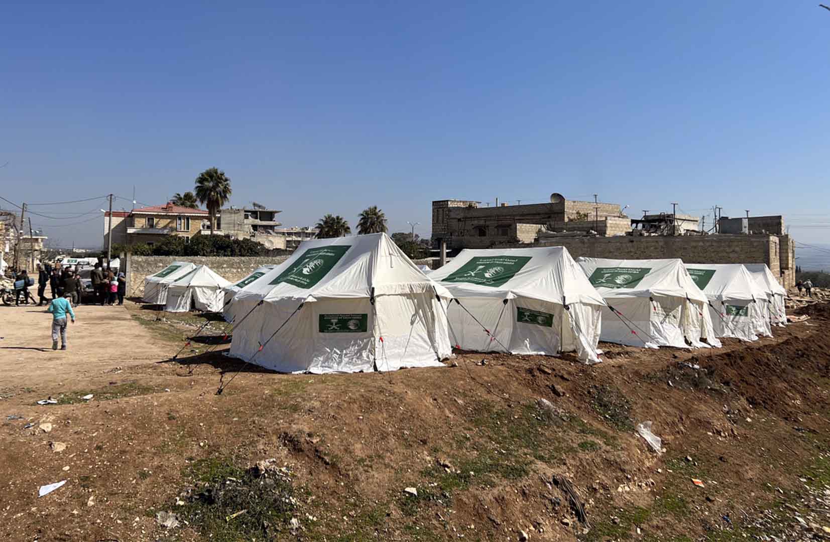 A new camp set up to accommodate people left homeless by the 6 February earthquakes in the rebel-held town of Jindires in northern Syria.