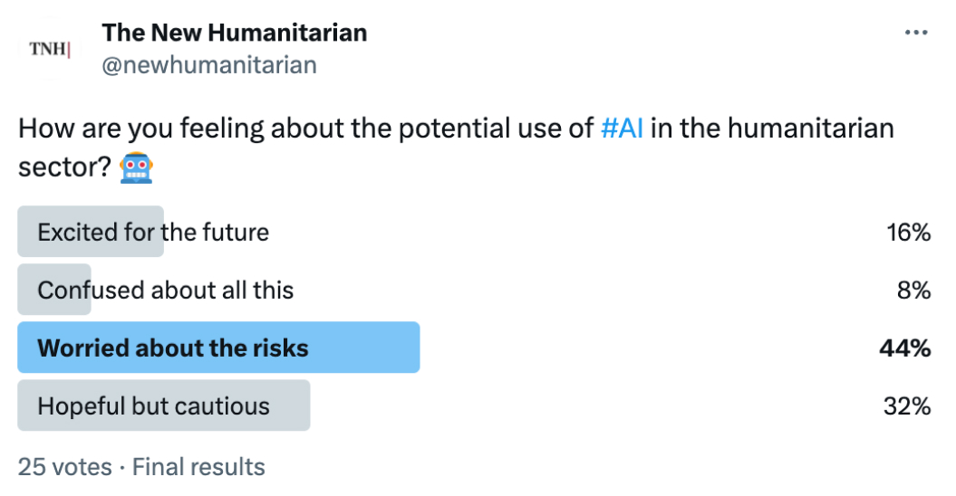 How are you feeling about the potential use of #AI in the humanitarian sector? 🤖