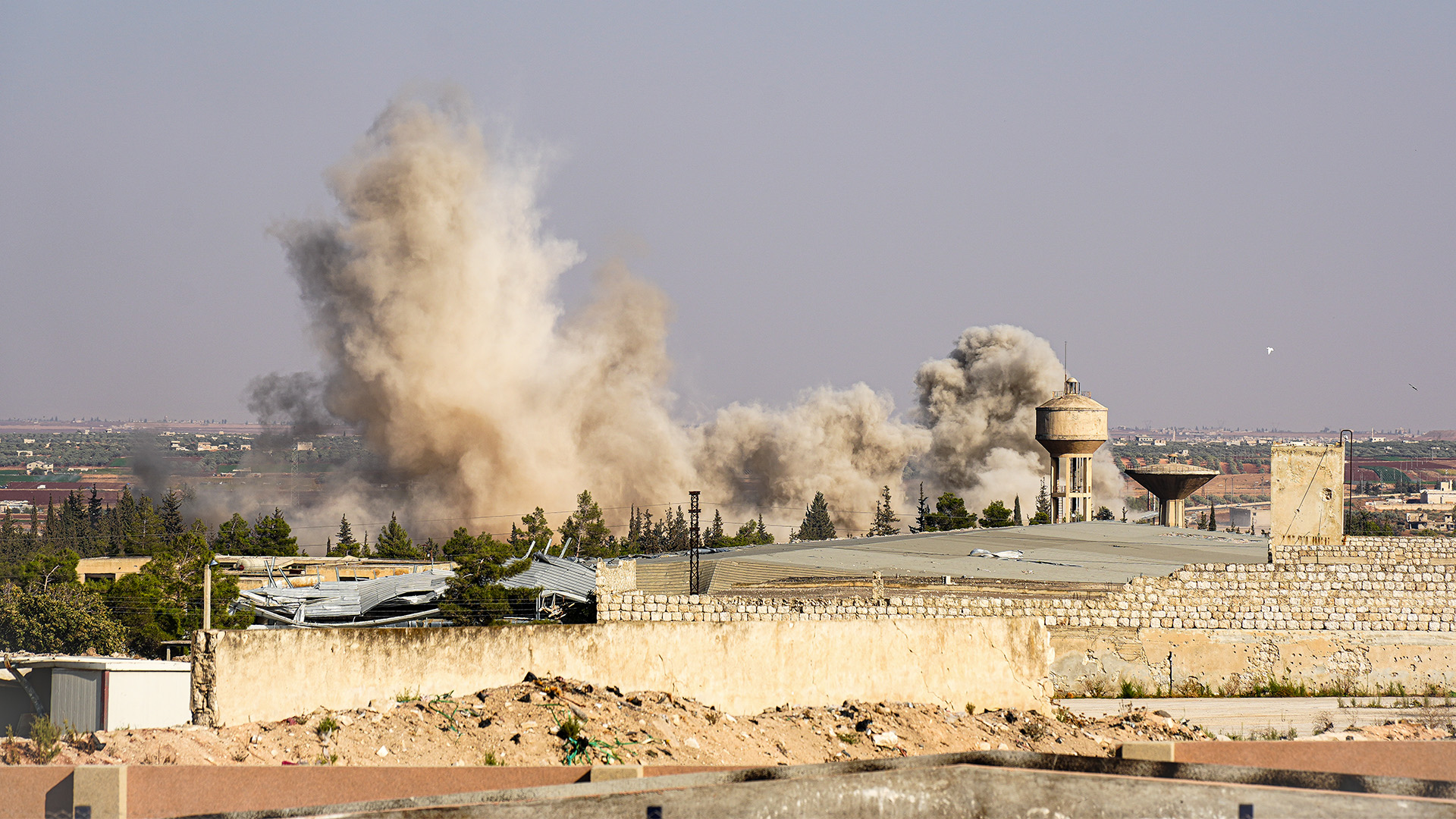 Warplanes carried out airstrikes on the city of Idlib in northwestern Syria on October 14, 2023.