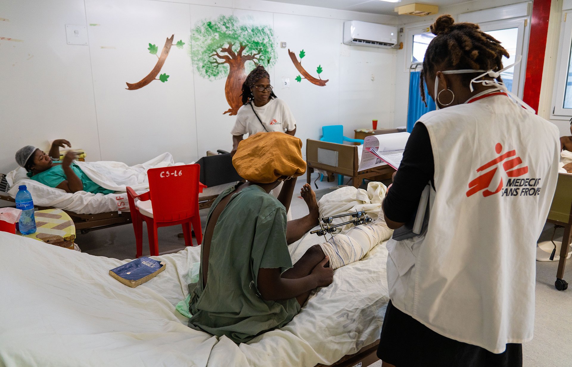 Women being treated at MSF's hospital in the Tabarre neighbourhood of Port-au-Prince during a wave of violence in the capital in March 2024.
