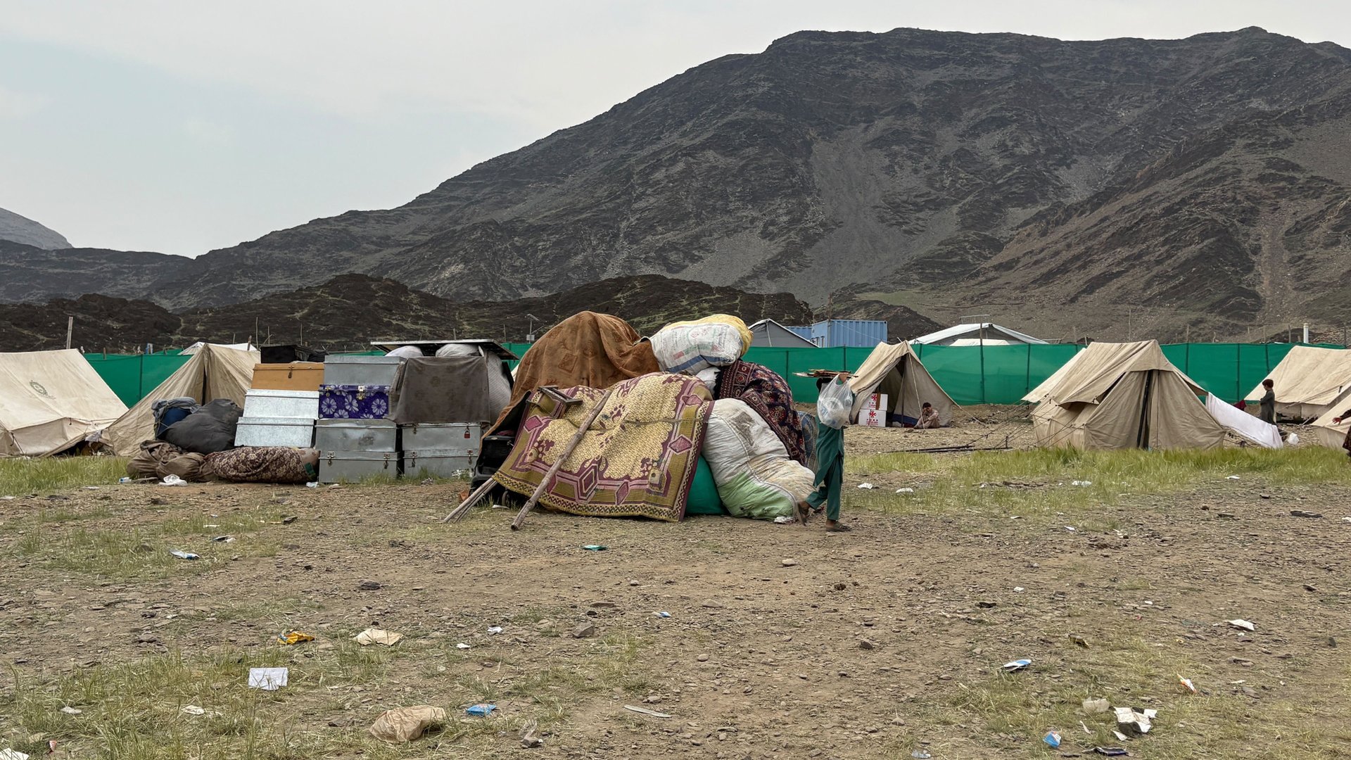 A photo of tents at Omari Camp in Nangahar’s Torkham district at the border between Afghanistan and Pakistan.