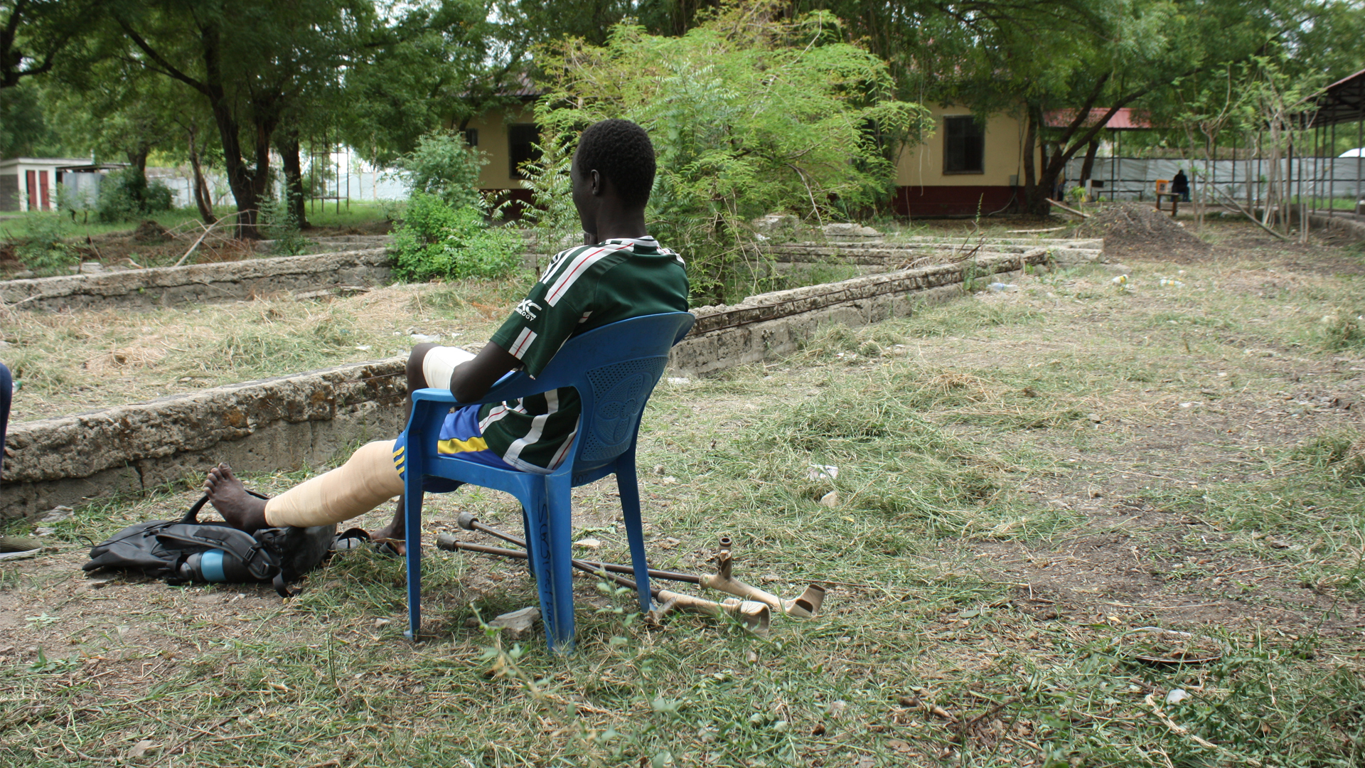 Both Nhial, a White Army fighter who was injured during the attack on a government garrison in Nasir in March, poses for a picture at a hospital in Jonglei state, on 22 May 2025.