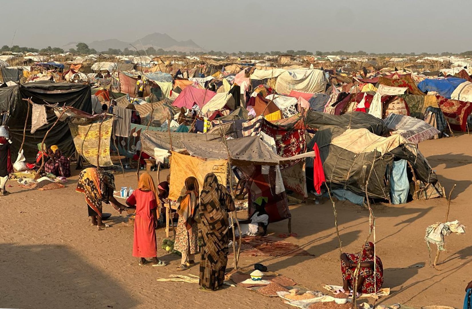 A camp for displaced people outside the town of Tawila, which has become a hub for people fleeing RSF attacks in the western Darfur region.