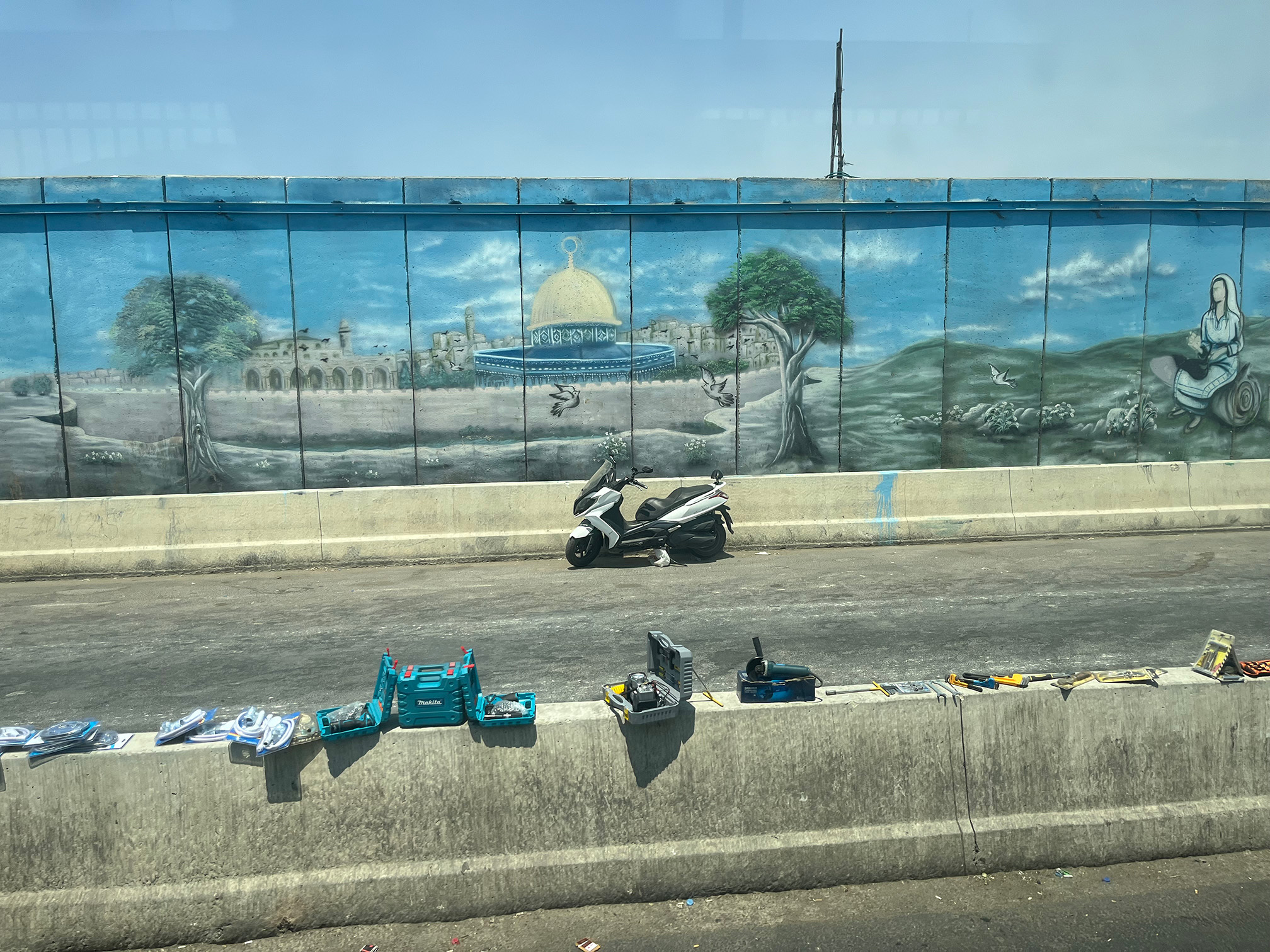 A mural of Jerusalem on the separation barrier near Qalandia Checkpoint.