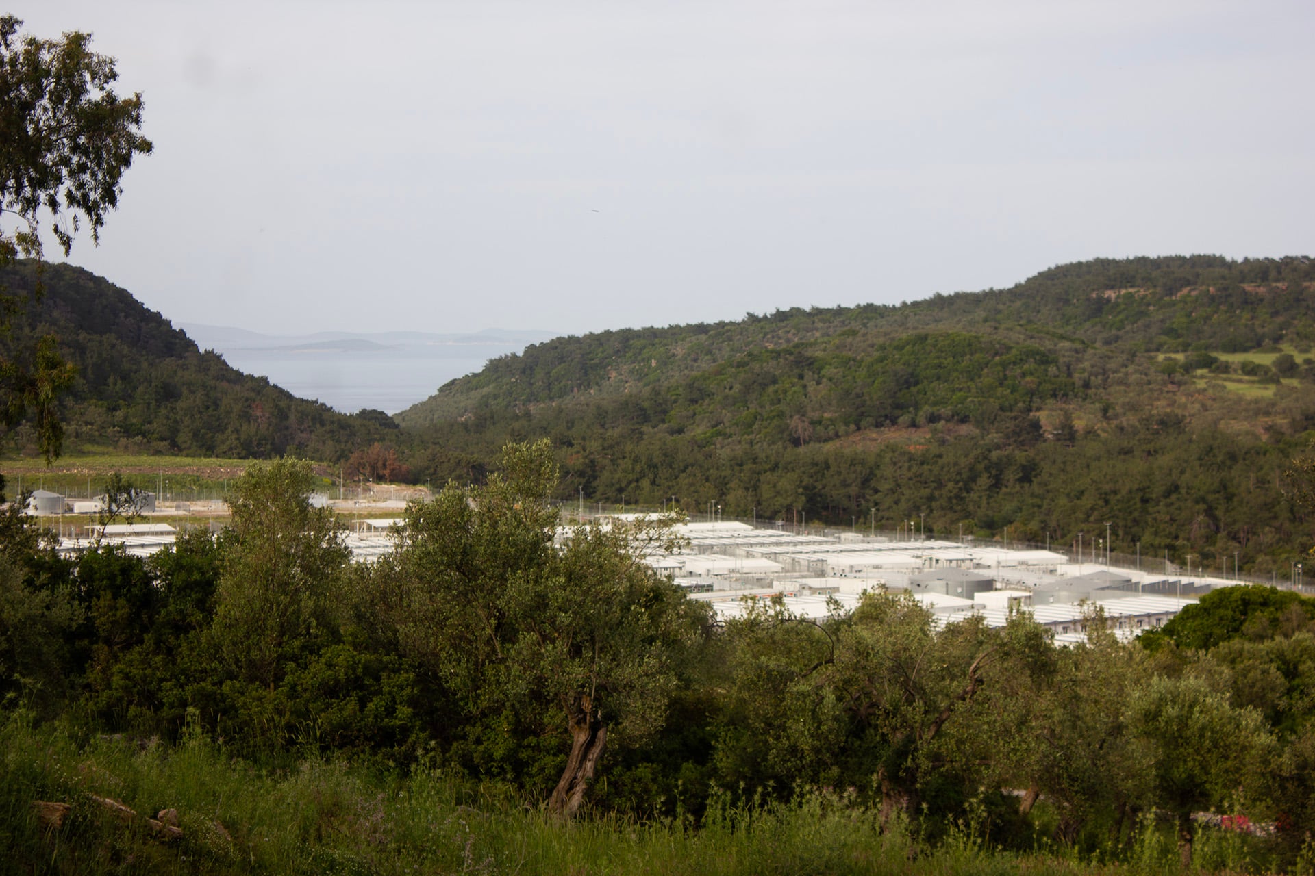Photo from afar of a camp