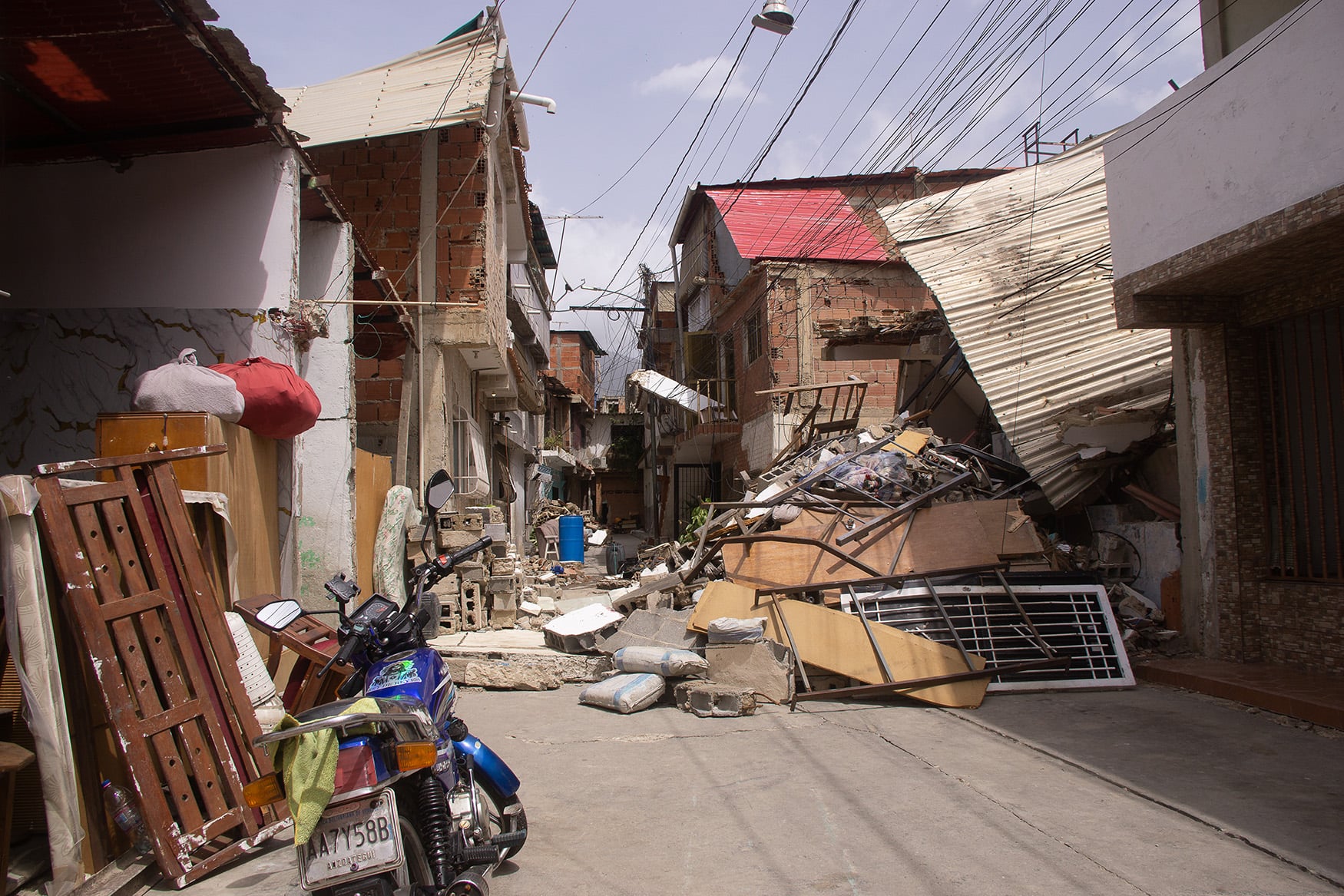A street in La Guaira’s La Lucha neighbourhood after the earthquakes struck.&nbsp;