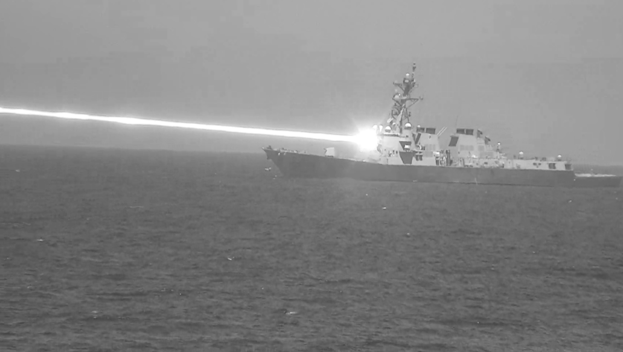 A picture taken from&nbsp;a January 2025 report from the evaluations office of the US defence department that appears to depict a test of a high-energy weapon aboard the&nbsp;USS Preble.