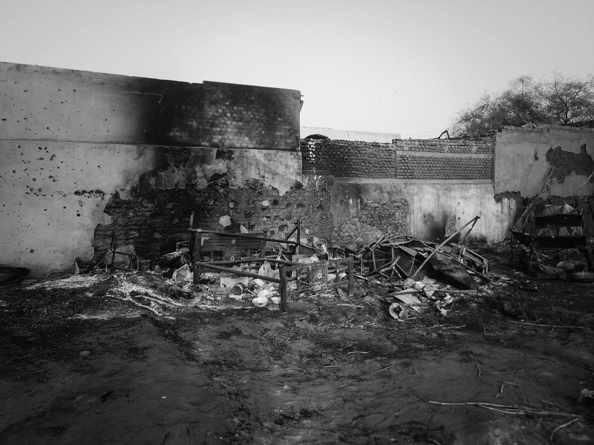 The aftermath of an airstrike that hit a civilian area in El Fasher during the 500-day RSF-imposed siege.