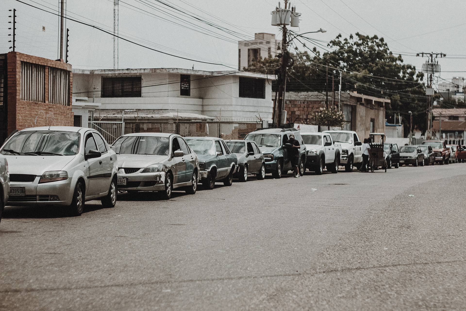 Long lines of cars waiting to get into gas stations are a constant sight in the streets of Maracaibo.