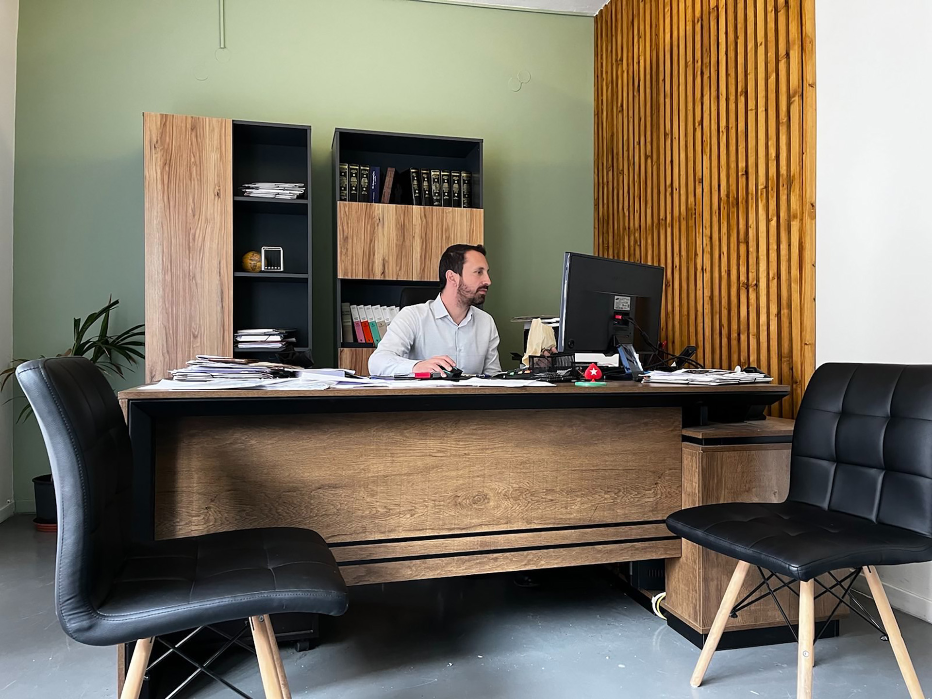 Human rights lawyer Dimitris Choulis at his office in Samos.