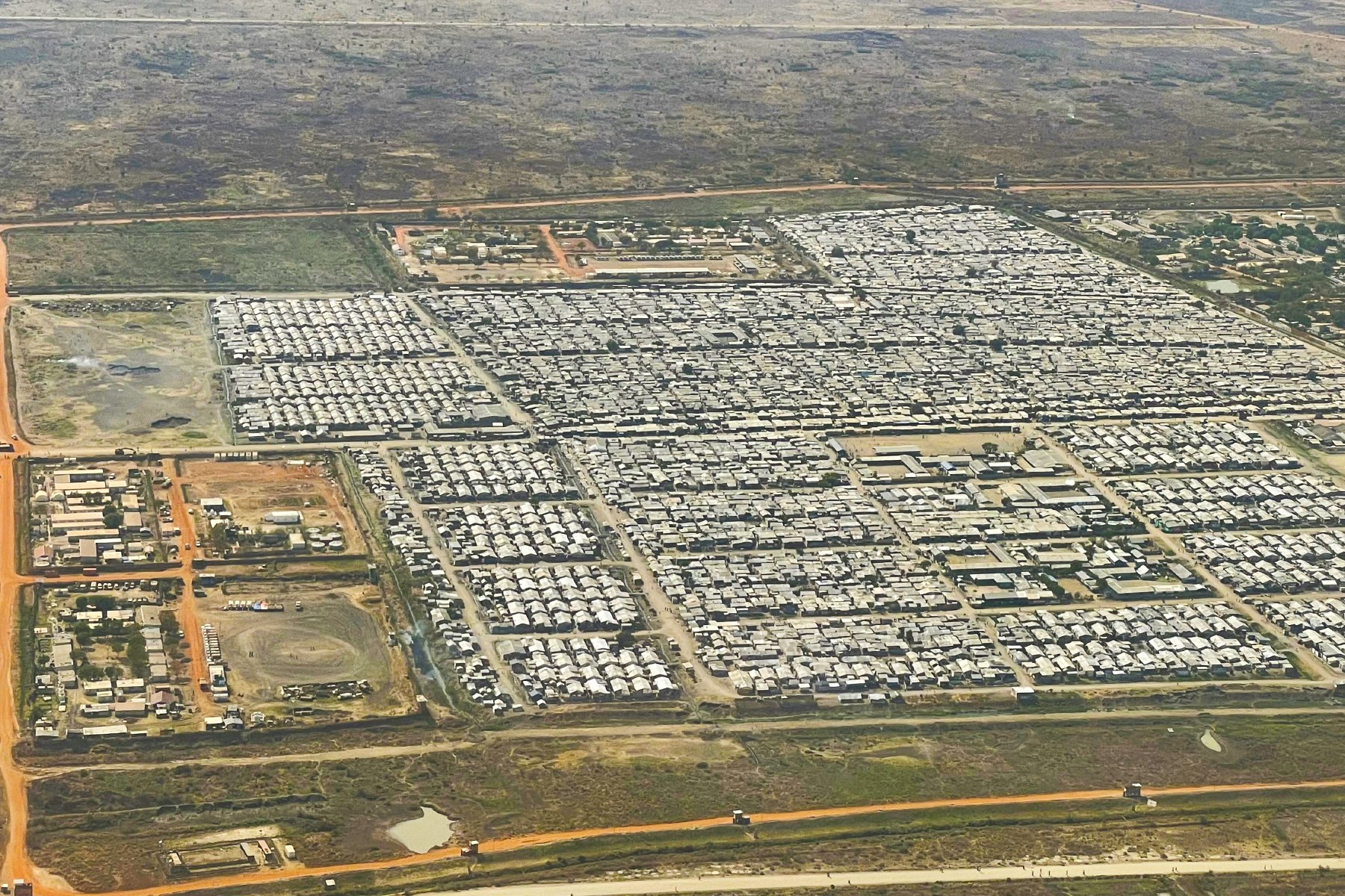 An aerial view of the Protection of Civilians (PoC) site at Malakal, which has grown to be the size of a small town since being set up in December 2013.