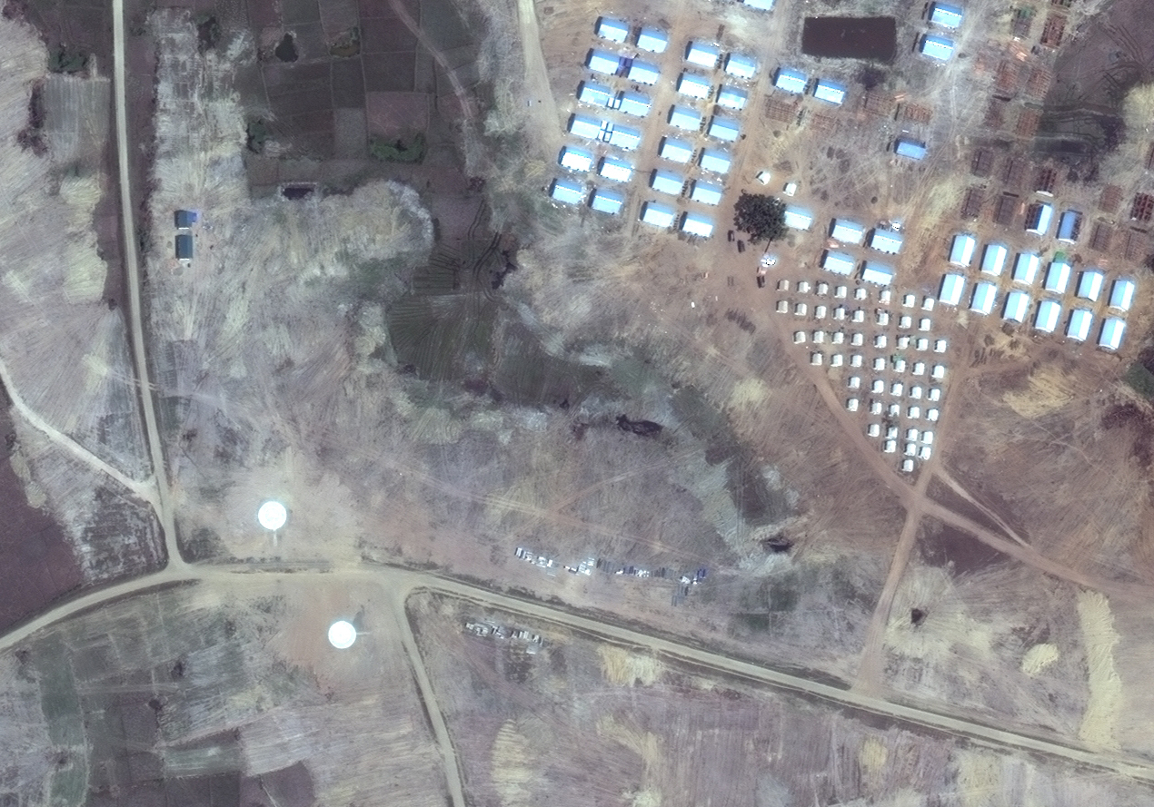 Satellite image of helicopter pads near Hla Poe Kaung