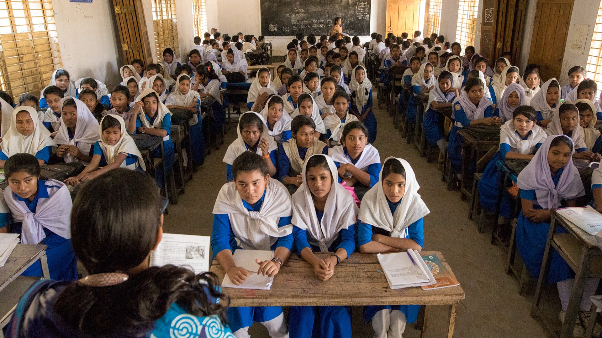 Rita Bala Dey teaches a class at Kutupalong High School in February 2020