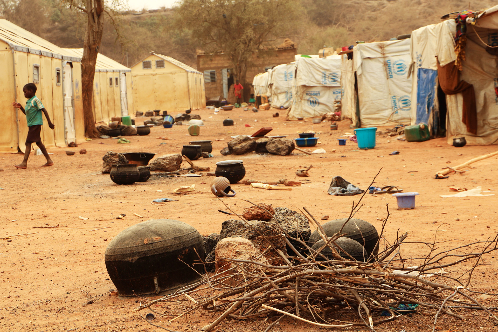 A makeshift displacement site in Kaya town. Measures to protect women from sexual exploitation have been lacking in the camps, many of which the government does not formally recognise.