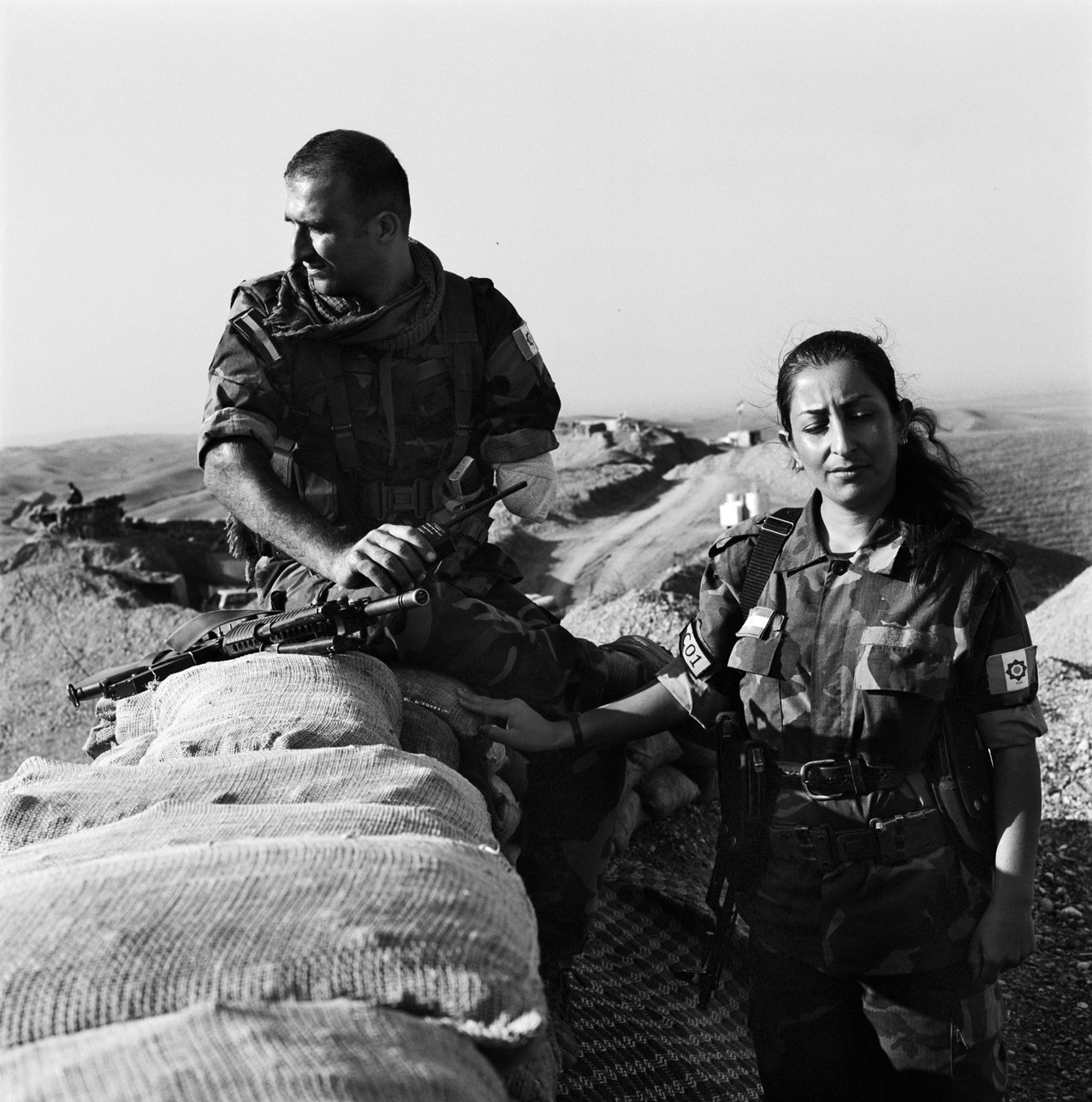 Iranian ex-pats Helo Remshti, 36, and his wife Zohre Rostami, 28, on the front lines against IS in 2015.