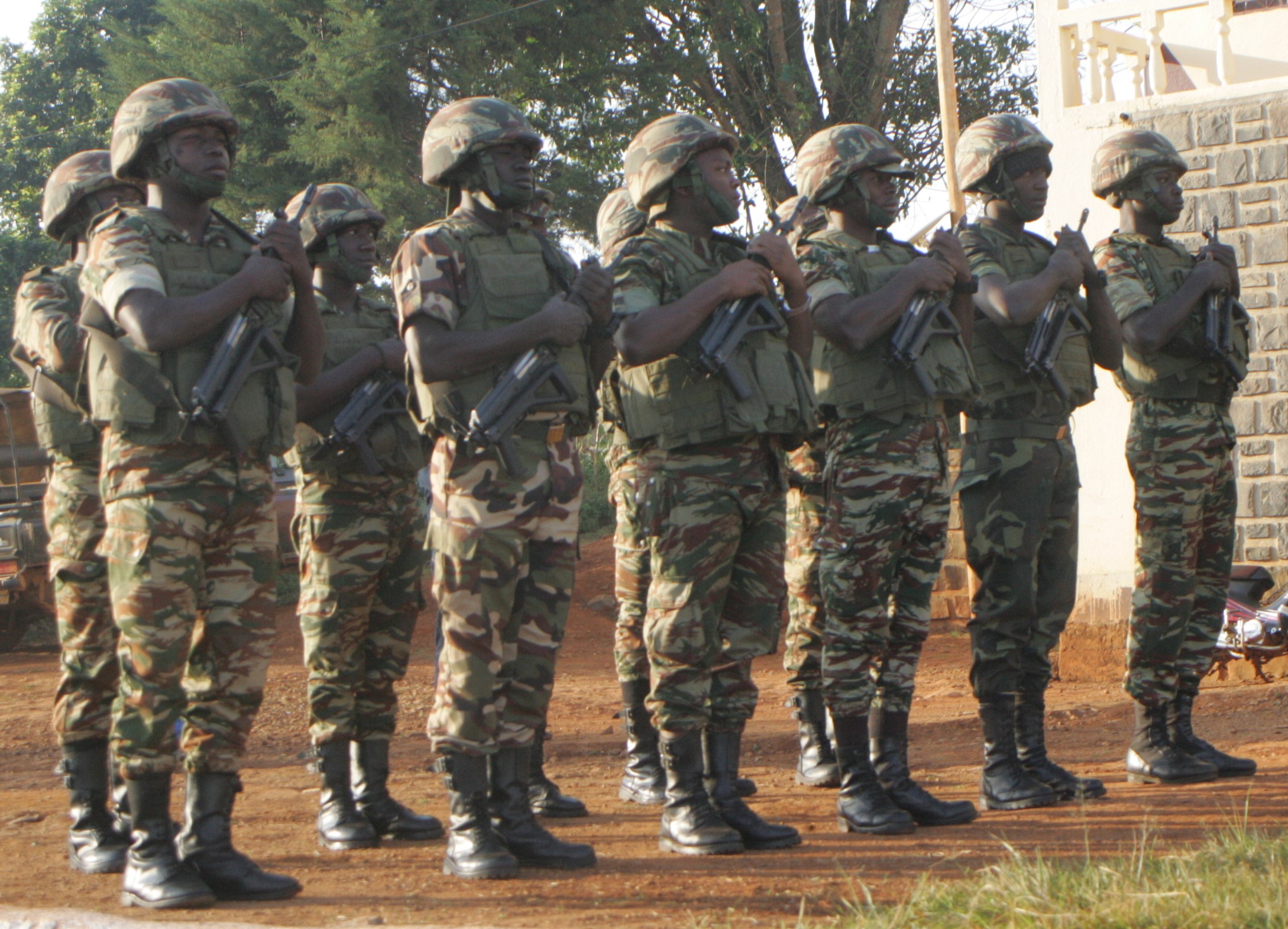 Cameroon soldiers on parade