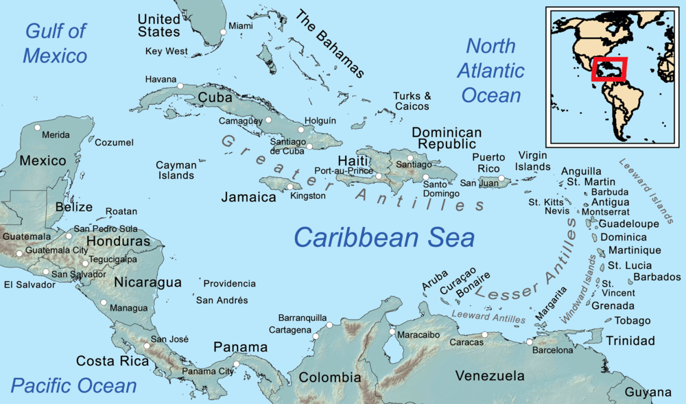 A general map of the Caribbean