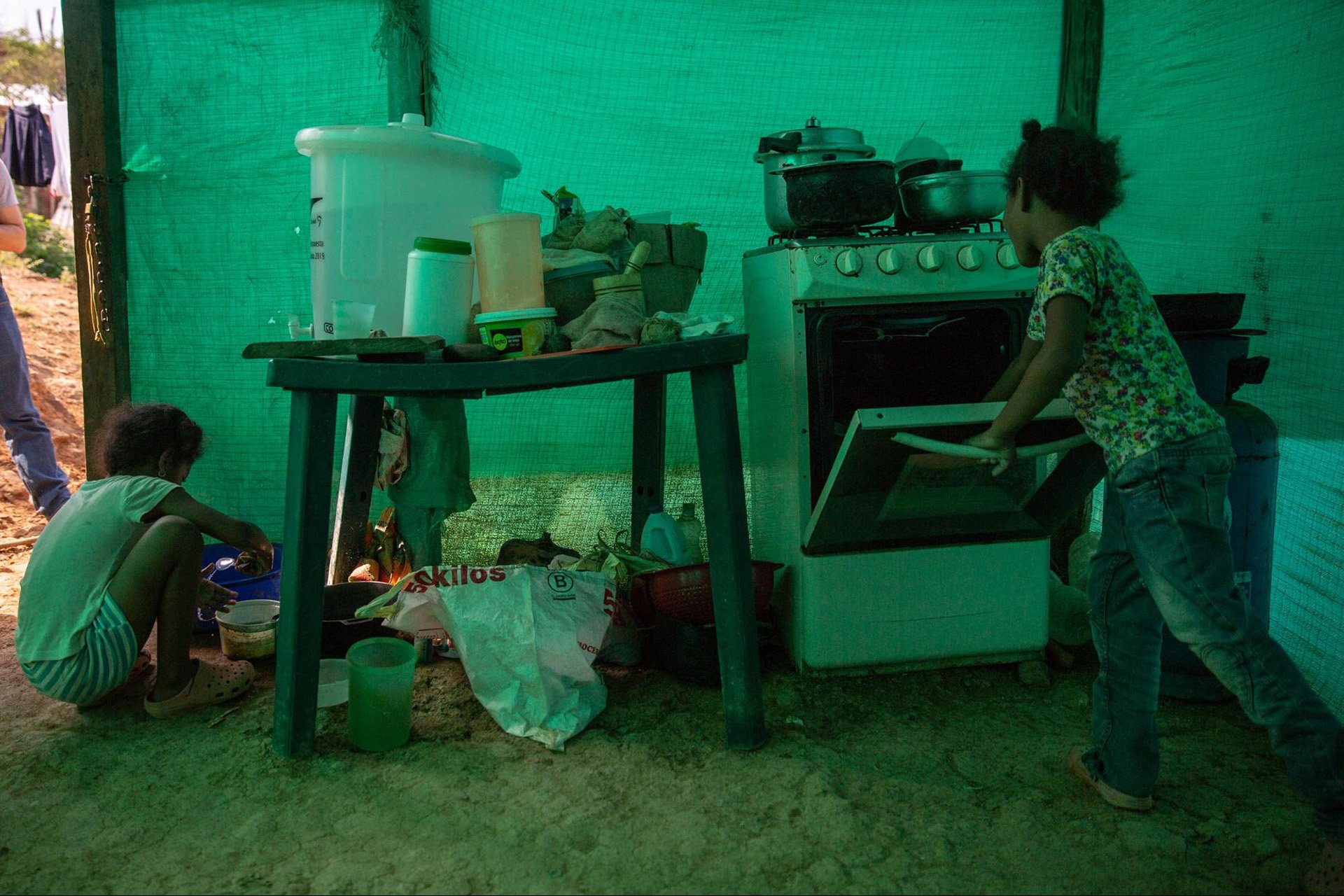 The plastic tarp walls of Oriana Duran’s home