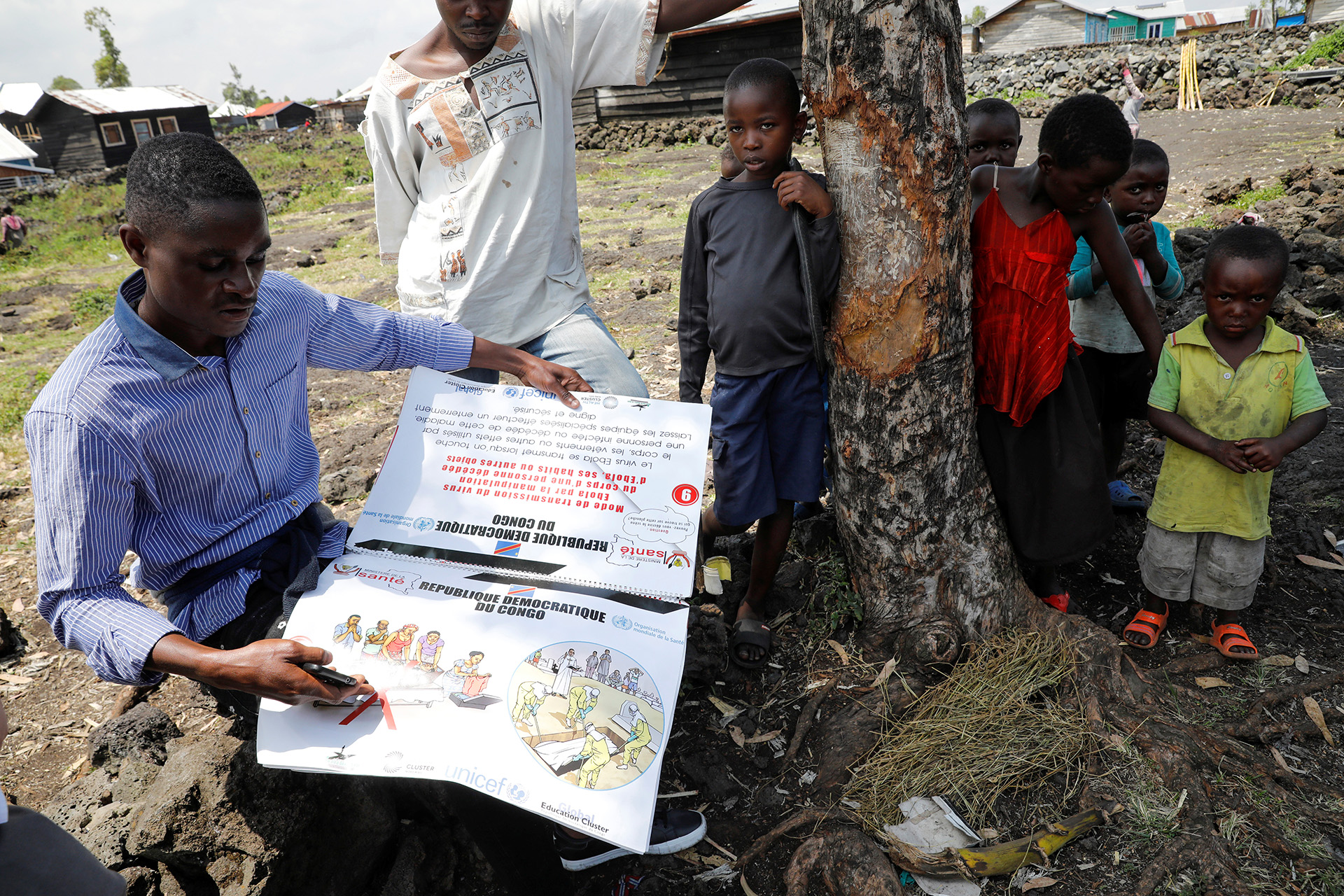 Ferdinand Tangenyi displays a flip book