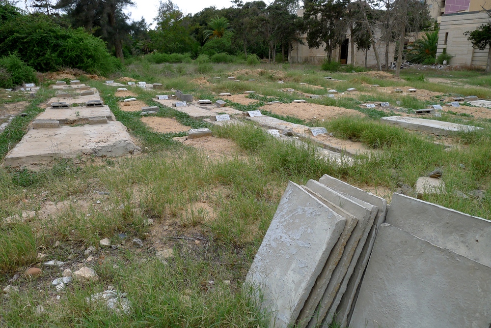 Migrant graves in the Tripoli Christian cemetery. All have a headstone bearing the date of burial and reference number so they can be traced back to the DNA database