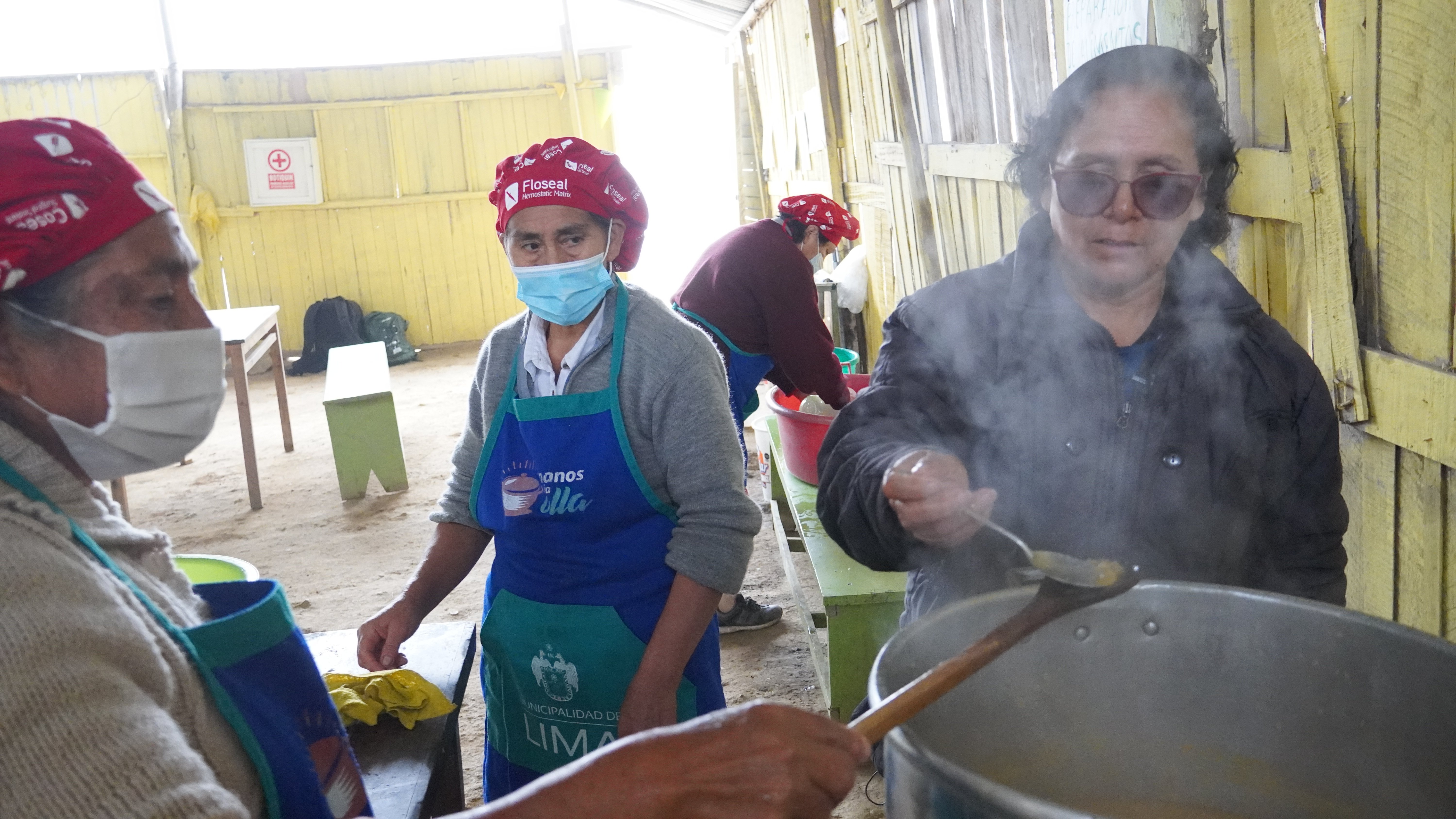 Food being prepared at La Granja soup kitchen in the Peruvian capital, Lima.