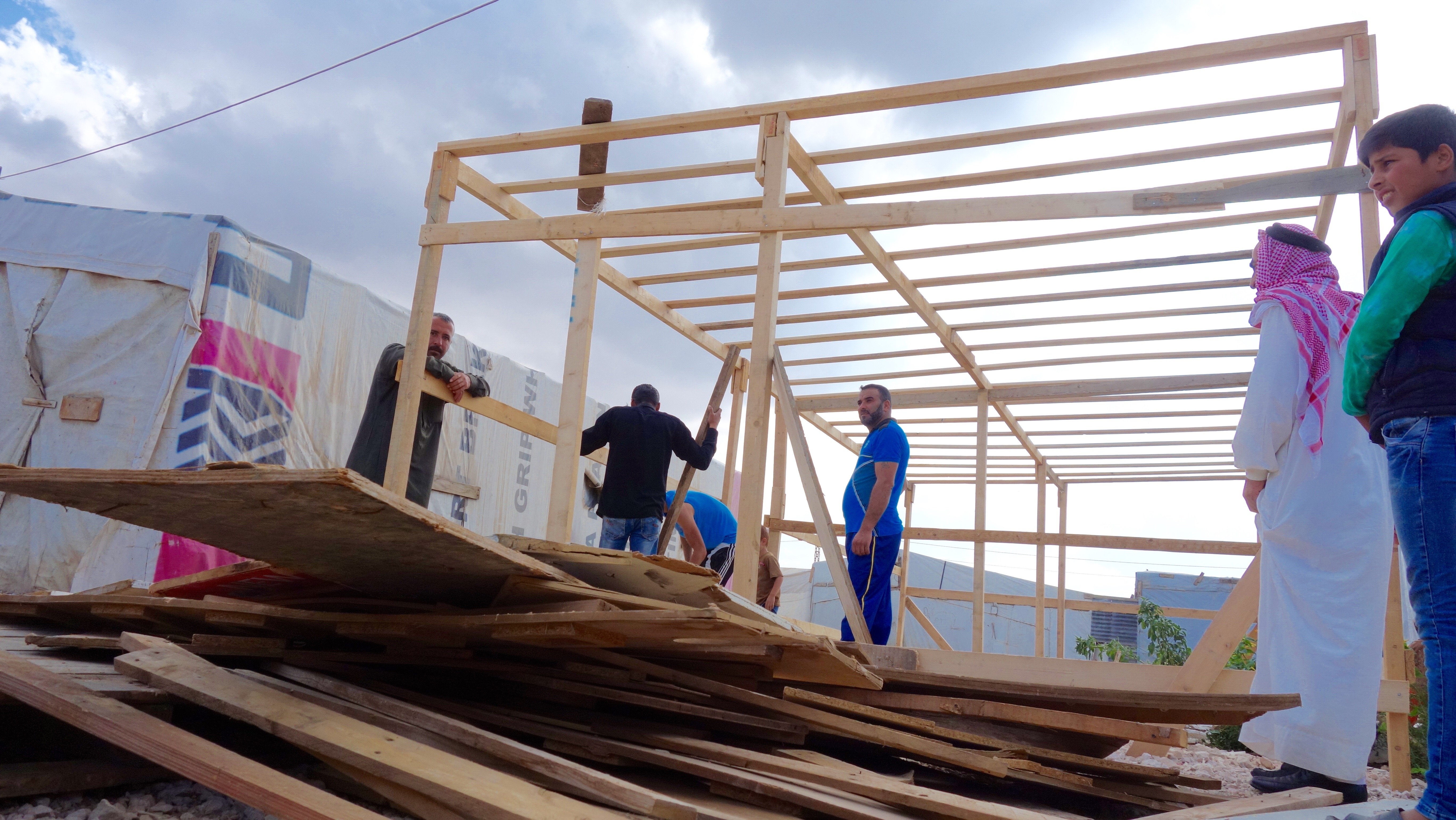 A new shelter at a settlement for Syrian refugees in Lebanon