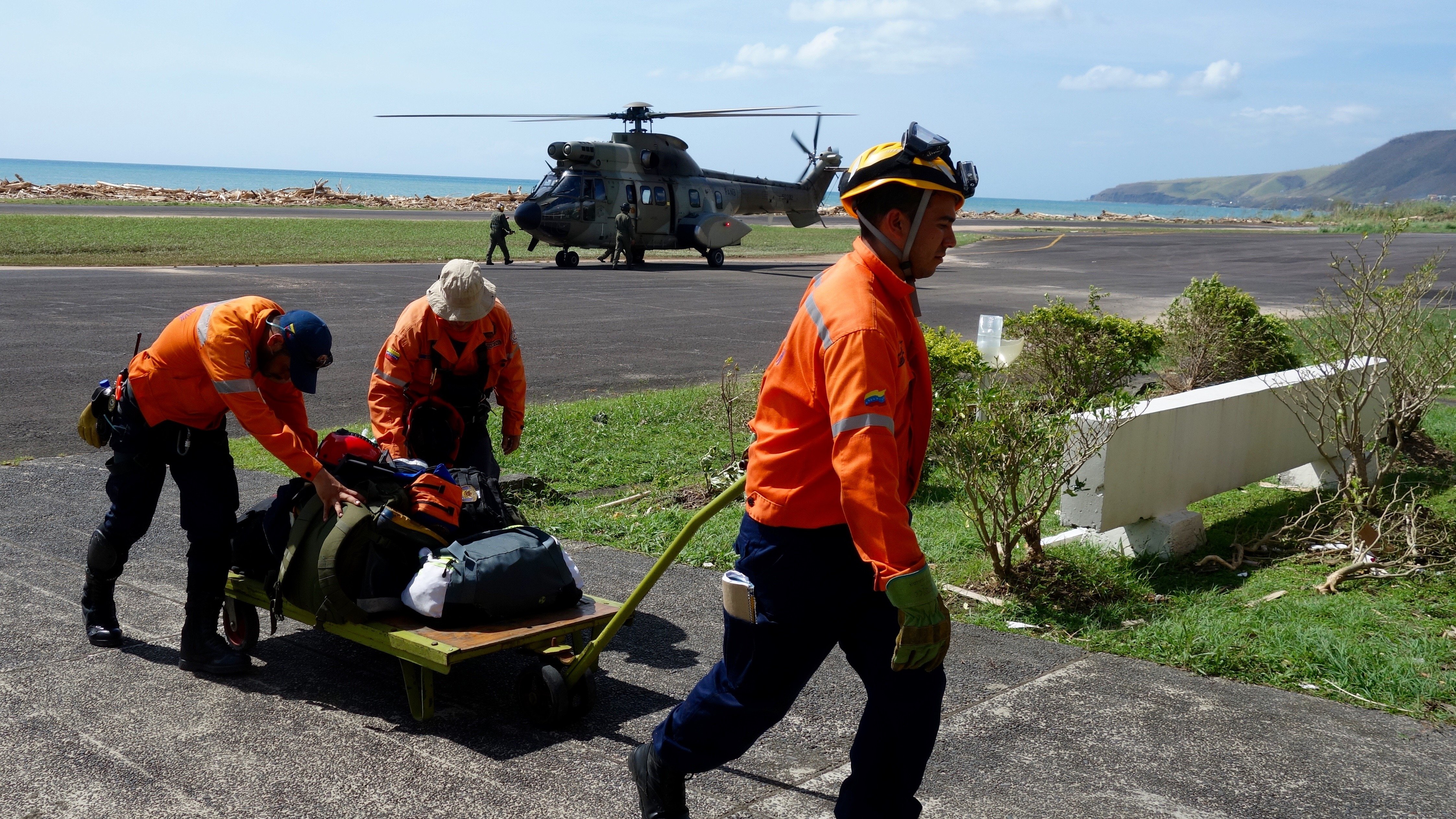 Supplies offloaded by officials in Dominica after Hurricanes Irma, Jose, and Maria.