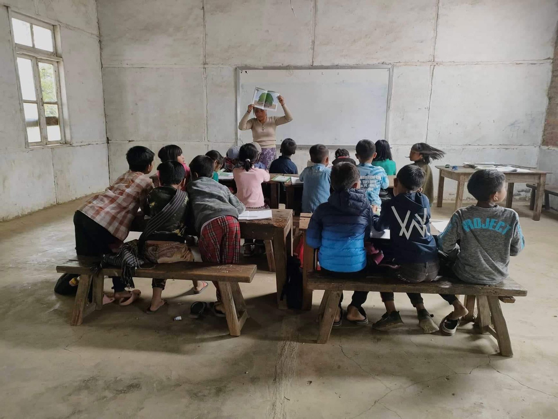 Students attend community-run schools in Thantlang, Chin State.