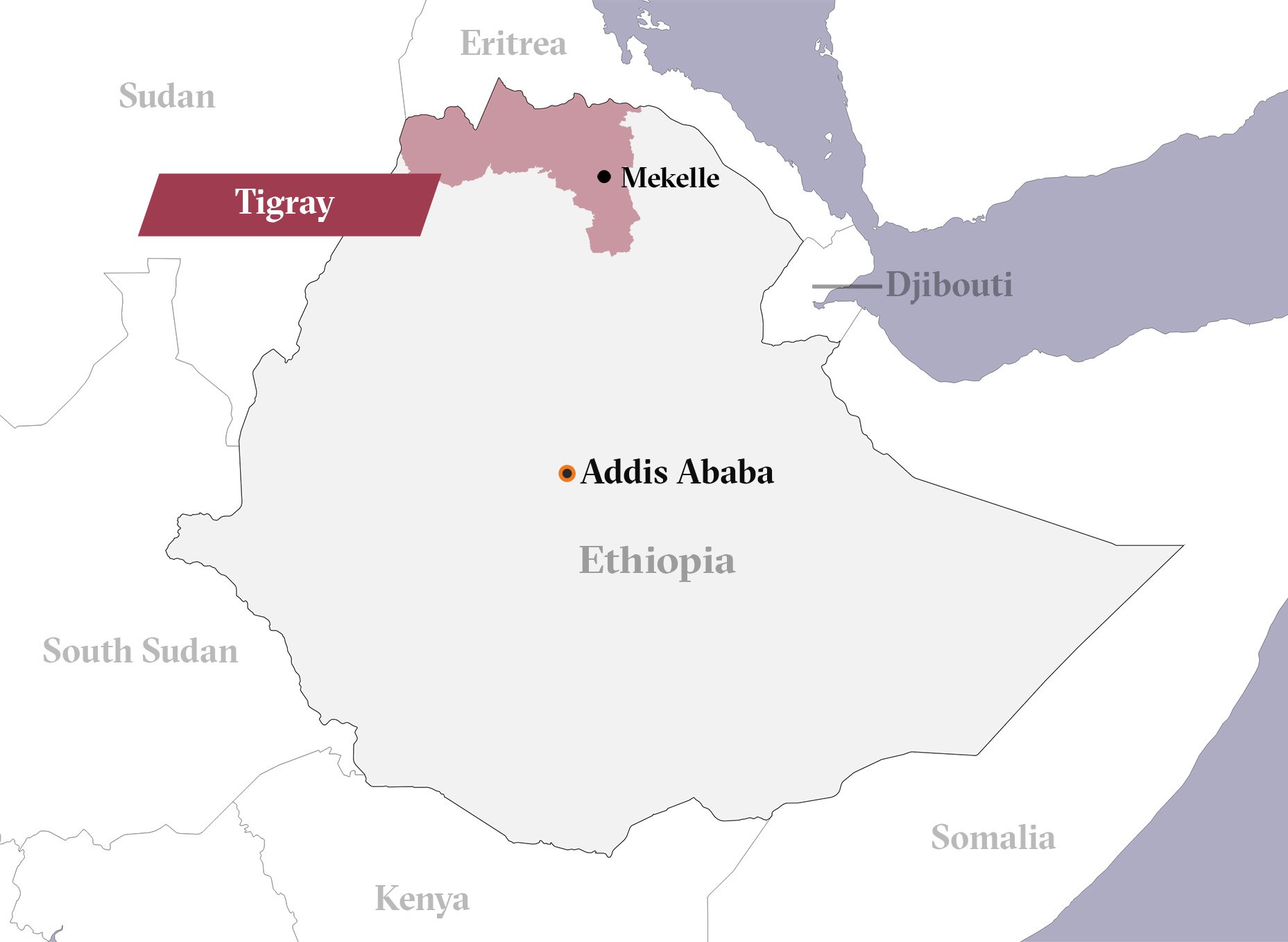 A map showing the Tigray region of Ethiopia