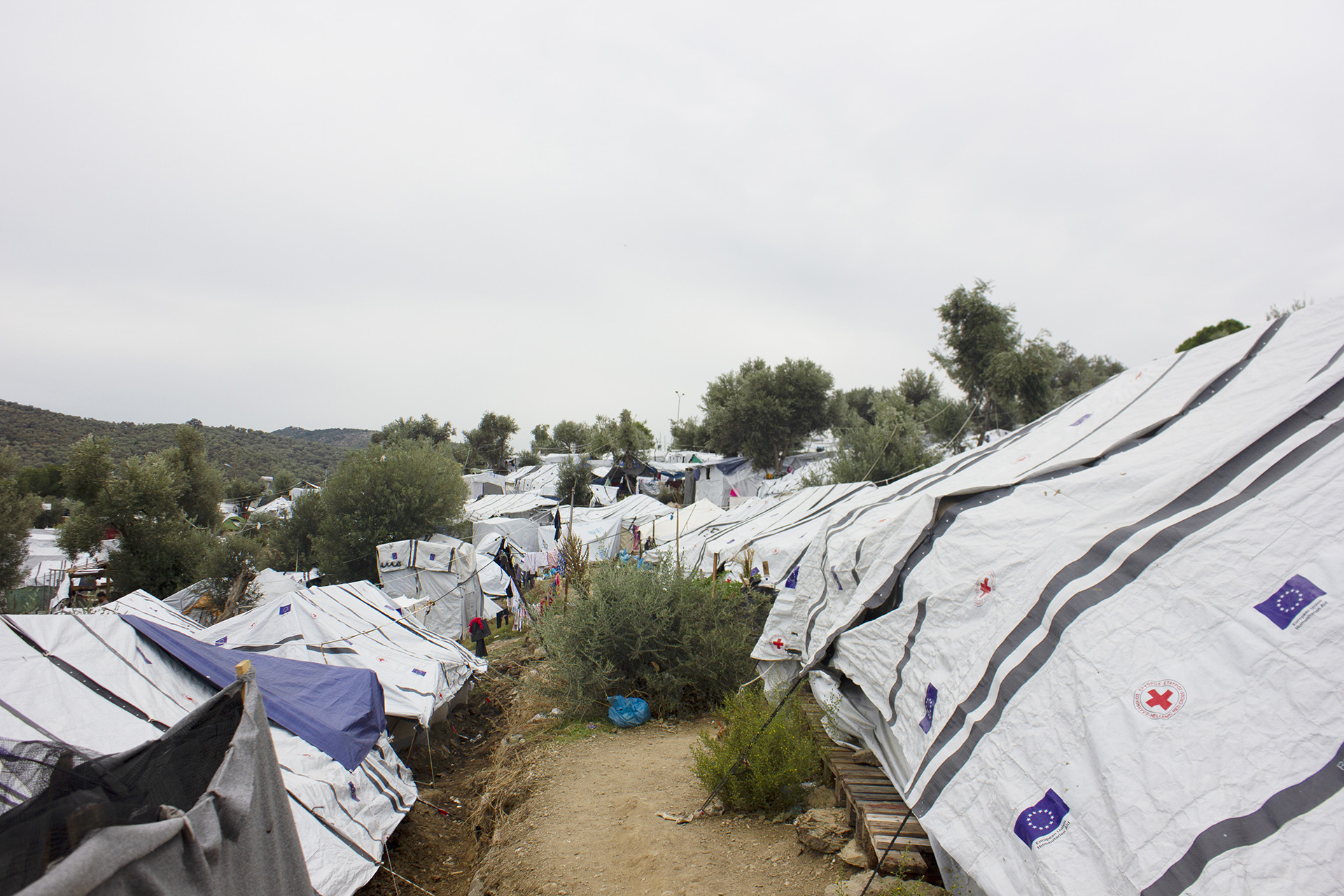 A makeshift section of Moria erected to house asylum seekers