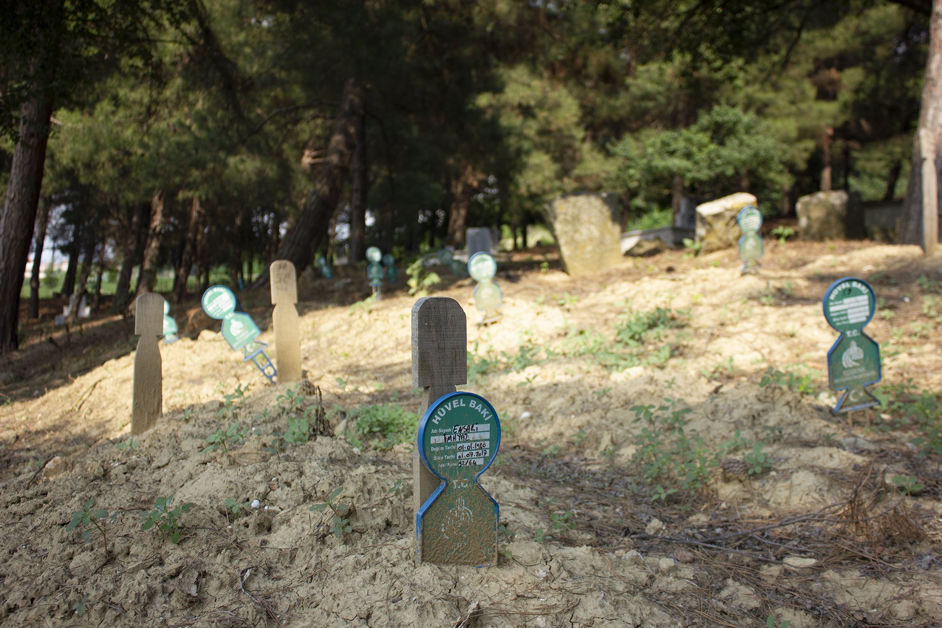 Graves of unidentified asylum seekers and migrants in cemetery outside of Edirne, Turkey, July 2018.