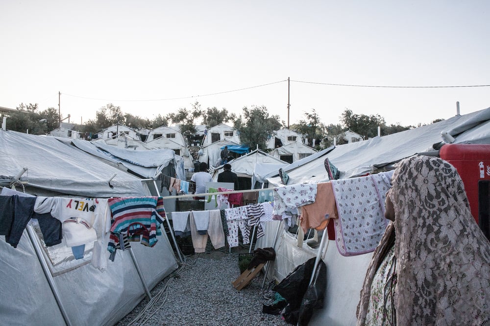 Tent camp overspilling from Moria