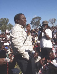 [ZIMBABWE] MDC leader Morgan Tsvangirai addressing a rally.