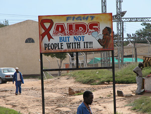 [Lesotho] AIDS boarding outside Maseru.