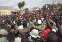 [Togo] Opposition march to protest against Gnassingbe's seizure of his power and his refusal to stand down while elections are organised. 19 February 2005.

