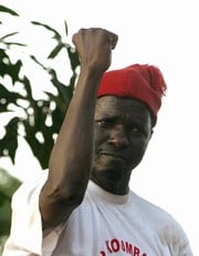 [Guinea-Bissau] Former Guinea-Bissau president Kumba Yala addresses the final rally of his campaign for the June 19 presidential election in the capital Bissau on June 17.