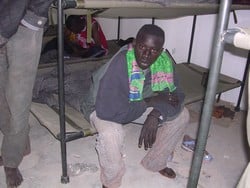 [Mauritania] A Senegalese illegal migrant in a holding centre in Nouadhibou, Mauritania, whose journey to the Canary Islands ended when the boat he was riding in broke down. He is awaiting repatriation to Senegal. [Date picture taken: 01/06/2006]
