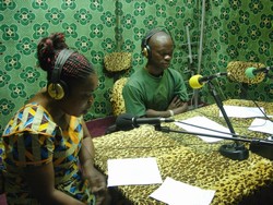 [DRC] A powerful provider of information. Volunteers broadcast election guidance over Catholic radio station Bondeleo.[Date picture taken: May 2006]