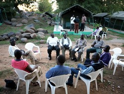 [Sudan] The Lord’s Resistance Army (LRA) delegation before starting talks with the government of Uganda, Juba, southern Sudan, 27 September 2006. The vice president of southern Sudan who is also the chief of mediator, Riek Machar, attended the talks, wh
