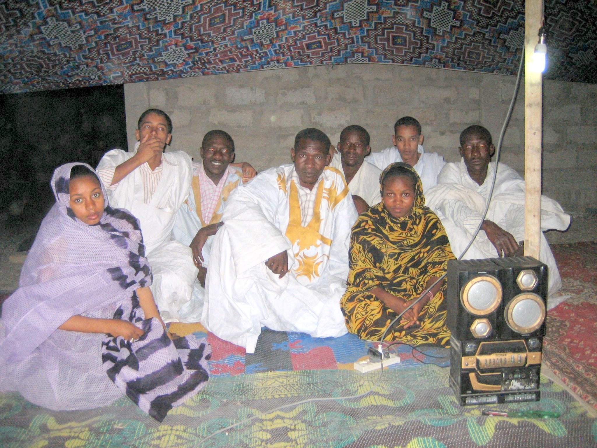 Black Moors inside a tent for presidential candidate Messaoud Ould