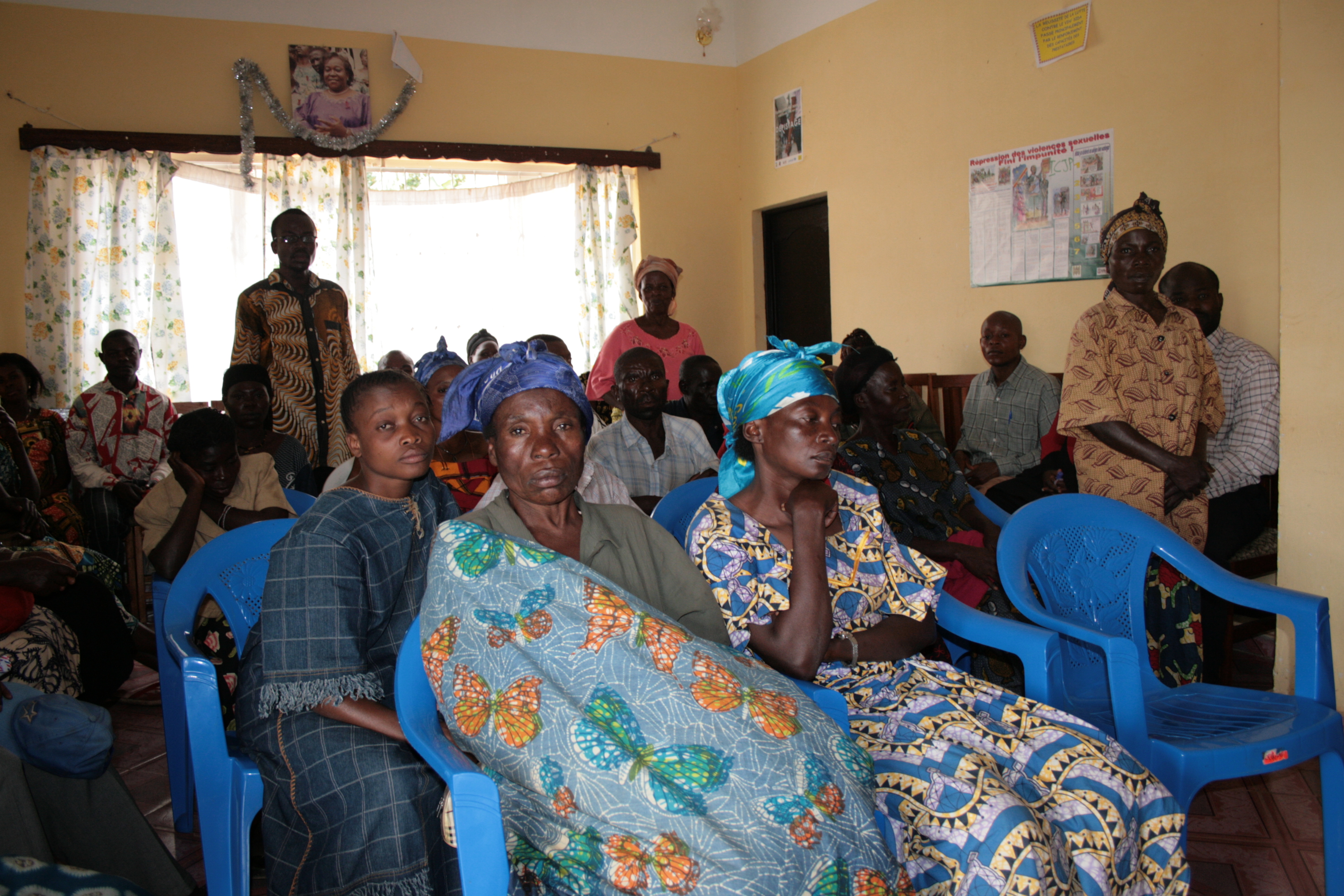 A group of HIV-positive residents of Bukavu at the offices of Fondation Femme Plus, where they get psycho-social support.