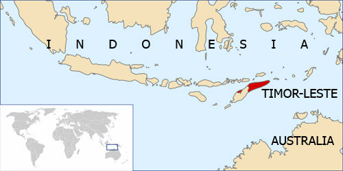 A map of Timor-Leste and surrounding countries.