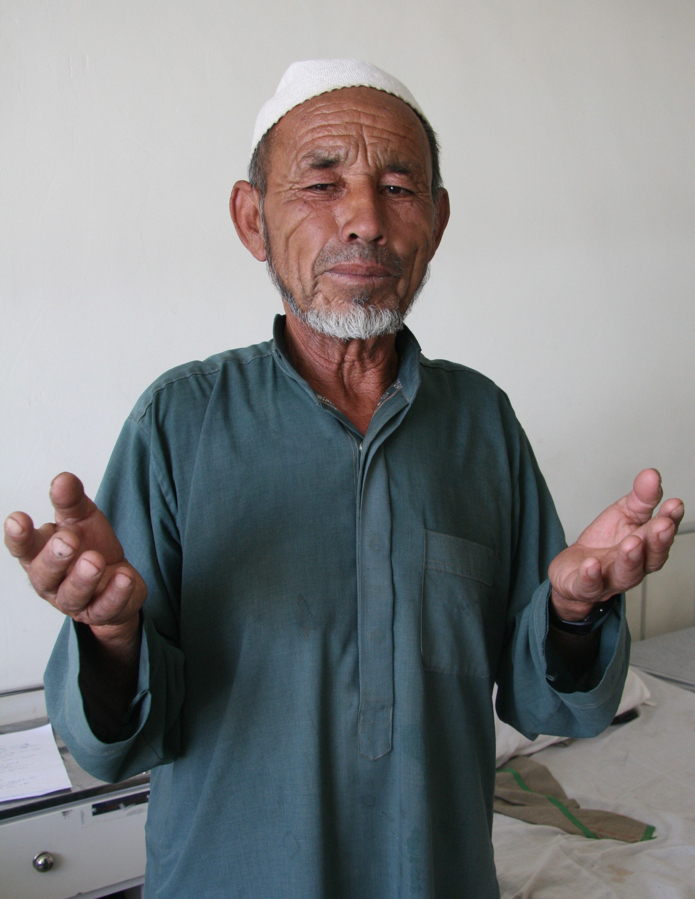 Khuda Bakhesh, a farmer affected by recurrent natural disasters in Daikundi Province, central Afghanistan, says his family eats only once a day, sometimes only bread and water.