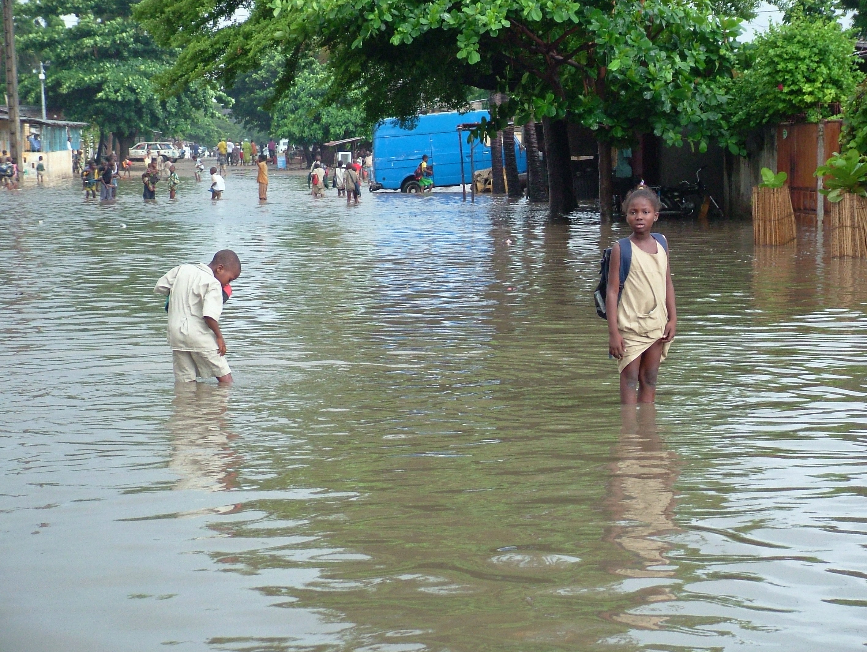 Flood victims in Benin's economic hub Cotonou, in the neighborhood of Senade.